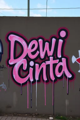 Written 'Dewi Cinta' text Graffiti Art picture