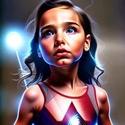 Gal gadot toddler, full body, dramatic lighting, hyper realistic