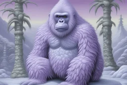 A light purple ice elemental gorilla designed in German folk art painted by Caspar David Friedrich