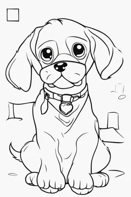 Outline art for cute coloring pages with dog with glasses, full body, white background, sketch style, only use outline, clean line art, no shadows and clear and well outlined.