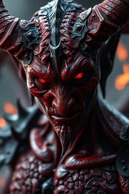 The devil , looking at you ,red skin, scales, unreal engine 6, high detail, intricate, cinematic. photoshoot style, intricate, studio lighting, masterpiece , highly detailed, 8k, best quality, fire, smoke, dramatic,d,<lora:mshn:0.7>,<lyco:Warrior_Couture:0.5>,