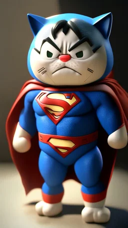 superman become doraemon, cute, ultra realistic, 4k, ultra detail, full body