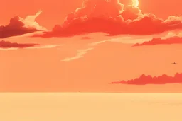 a painting of a sunset with a plane flying in the sky, a detailed matte painting by Victor Mosquera, tumblr contest winner, dau-al-set, hellish background, matte background, detailed painting