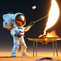 astronaut cooking marshmallows on barbecue from mars unreal engine 5, octan render