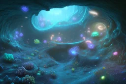 cave exploration glow galaxy coral twigs network bridge fish