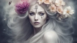 beautiful woman phantom, flower, mysticism