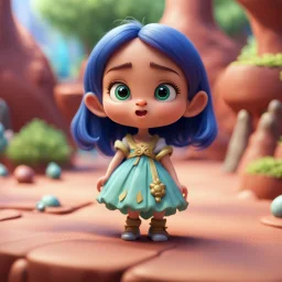 a very little Cute Figure lives ina fantasy world, with cute face, pixar, disney style