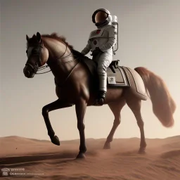 Riding horse astronaut mars