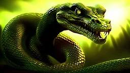 huge angry green anaconda and fierce dragon confrontational, intricately detailed faces, professional photography, a breathtaking background, natural environment, cinematic side light, medium shot on DSLR 64 megapixels sharp focus, canon lens, realistic, concept art, 16k resolution