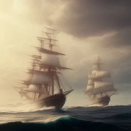 photo of a ultra realistic sailing ship, dramatic light, pale sunrise, cinematic lighting, battered, low angle, trending on artstation, 4k, hyper realistic, focused, extreme details, unreal engine 5, cinematic, masterpiece, art by studio ghibli, intricate artwork by john william turner