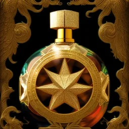 a picture of a star perfume bottle, highly detailed