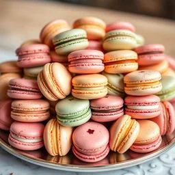 aesthetic bakery full stacked macaroons tray