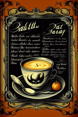 vintage cafe menu, Halloween, bat soup