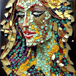 3d-mosaic-quilling of a beautiful lady, collage-art, puzzle-art, rococo, kinetic art, kinetic sculpture, kinetic pointillism, wool Modifiers: award winning crisp quality SALVADOR DALI Jean Baptiste Monge Yossi Kotler cartin welz stein @pimpam