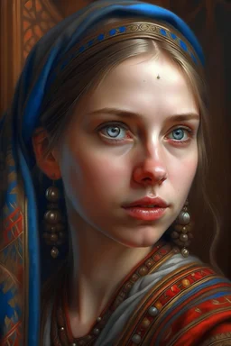 Portrait of a most beautiful young Russian woman, very beautiful detail hyperrealistic maximálist concept portrait art