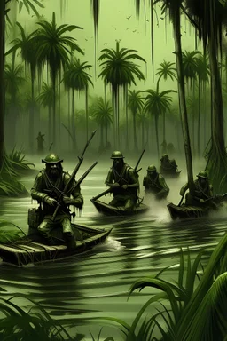 Crie uma obra de arte referenciando os guerreiros operacionais do pantanal brasileiro