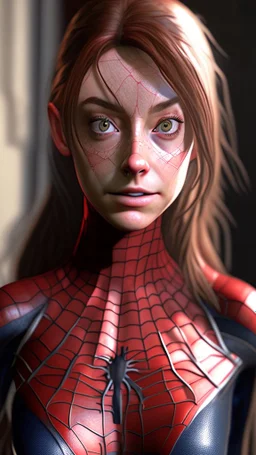 spiderman become beautiful girl , ultra realistic, 4k, ultra detail, full body