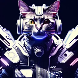 Cat, cyberpunk, natural tones, ornate and intricate detail , soft smooth lighting