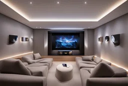 home cinema room with LED lighting in the walls make sure the room is completely symmetrical