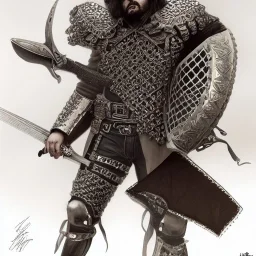 portrait,"Insanely detailed photograph of an armored mariachi warrior with sword", mullet,jack black,intricate chainmail charo,large Sombrero,elegant, detailed D20 flair, digital painting, artstation, concept art, smooth, sharp focus, illustration, art by artgerm and greg rutkowski and alphonse mucha, 8 k