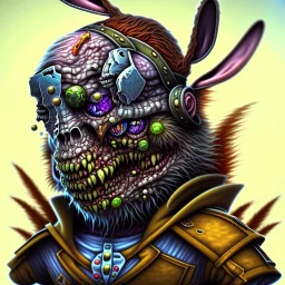 Bug bunny personnage cartoon style zombie iron maiden 4k détail ultra Fibonacci