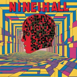 Album Art for band text="Nine Inch Nails " album text="Head Like a Hole", by Hipgnosis Studios, colorful, art graphics by George Hardie.