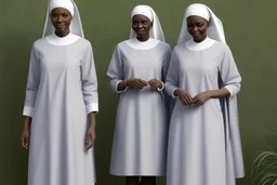4 suore africane con tunica grigia figura intera