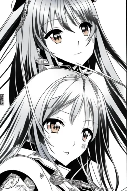 Yui Hatano as drawn by Akira Hiramoto, black and white