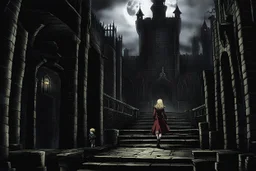 Still frame from the "Hellsing" movie based on the anime of the same name. The scene is of a young Allegra escaping her uncle in the dungeon below the manor.