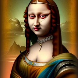 Monalisa in saree, volumetric lighting, intricate details, realistic style