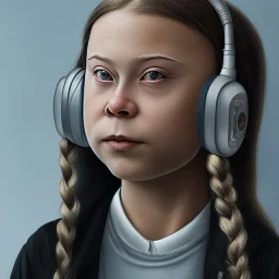 portrait of Greta Thunberg g7 plane