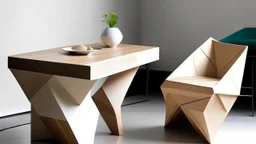 Table, chair, sofa collection inspired by paper folding