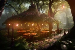 Magical fantasy elven cafe forest