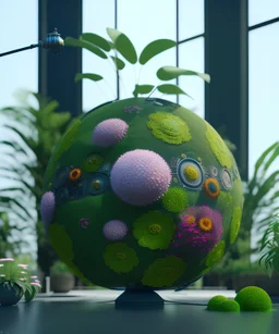 globe, plants and flowers around, kente, cinema 4d, octane render, high detail