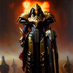 portrait 'Oracle Protoss Unit-Starcraft' ancient metal armor ,painting by gaston bussiere, greg rutkowski, yoji shinkawa, yoshitaka amano, tsutomu nihei, donato giancola, tim hildebrandt, oil on canvas, cinematic composition, extreme detail,fit full head inside picture,16k