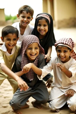 A group of Saudi children playing