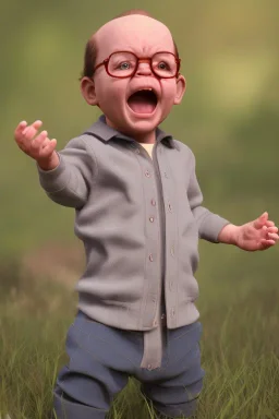 George costanza toddler, angry, full body, bokeh, New York, hyper realistic