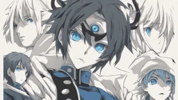 Satoru Gojo black background bright blue eyes