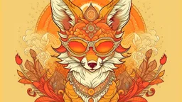 The deity of the sun and foxes wears glasses and has living tattoos.