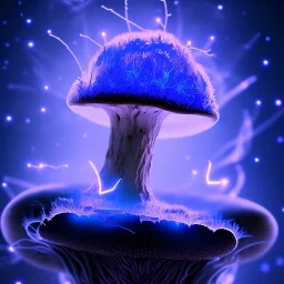 Spherical Frost metal magic armoured lightning glowing Mycelium MUSHROOM stars galaxy SPACE lANDSCAPE BURNING IN BLUE FLAMES hellfire abyss math chaos vivid cell