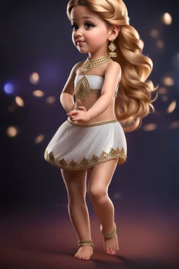 fullbody pretty young girl dancing arabic belly with a crown