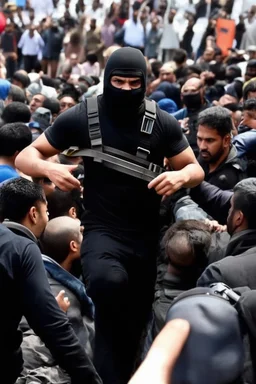 Terrorist mit bombengürtel in menschen menge drohung