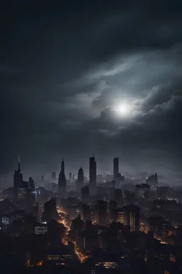 darkness falls from sky on the night city
