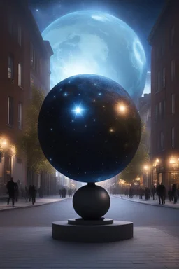 статуя на улице, Шар как планета/звезда: Превратим шар в визуализацию планеты, звезды или небесного тела. С помощью проекции, освещения и текстур можно создать ощущение реального космического объекта.