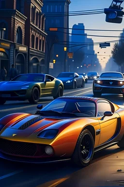 brand campaign for a new drink with orange and chili flavour with Grand Theft Auto V car chase high resolution