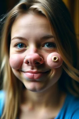 Piękna dziewczyna z nosem świni