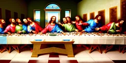 the last supper but jesus is wearing gold sunglasses