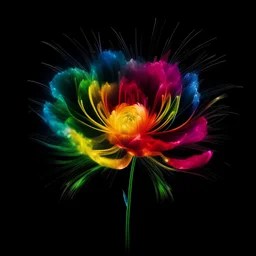 Create multicoloured rose with fireworks and black background