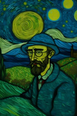 Hassan Alraisi y la luna al estilo de Van Gogh