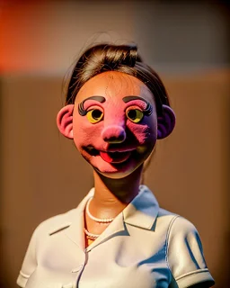 waitress woman muppet head, real photo, concept art, retro style, smooth, unreal engine 5, god lights, ray tracing, RTX, lumen lighting, ultra detail, volumetric lighting, 3d.